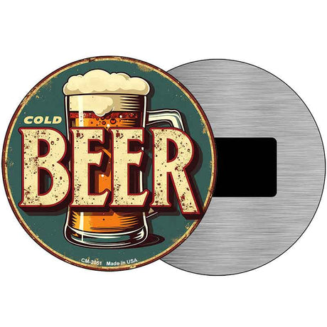 Cold Beer Novelty Metal Circular Sign C-2051