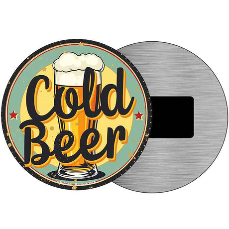 Cold Beer Novelty Metal Circular Sign C-2052