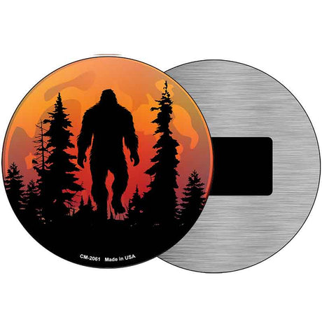 Bigfoot Silhouette on Moon Novelty Metal Circular Sign C-2061