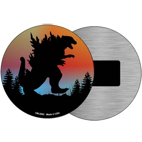 Godzilla Silhouette Sunset Novelty Metal Circular Sign C-2062