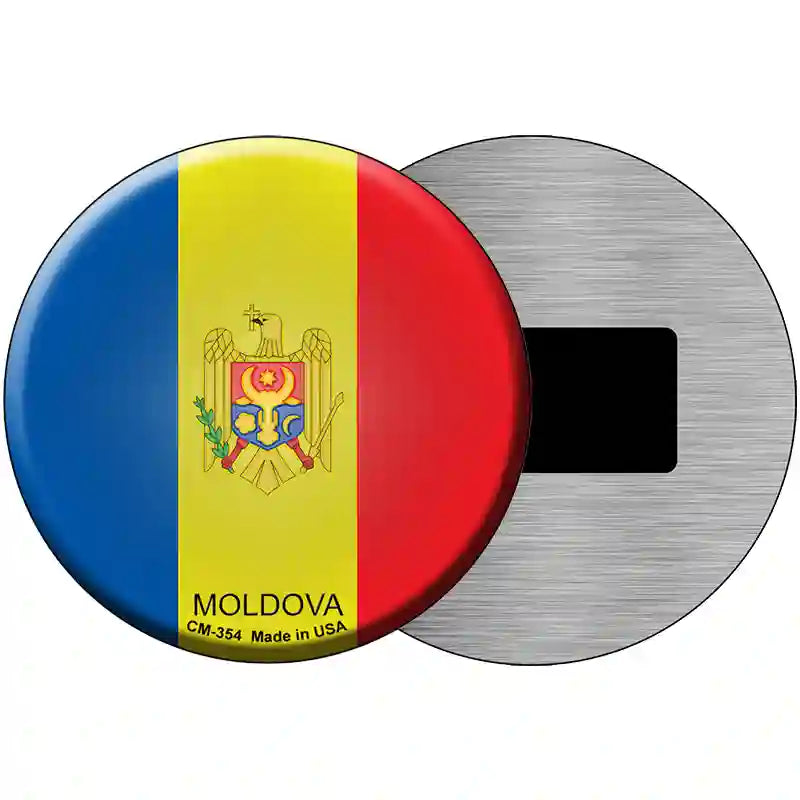 Moldova Country Novelty Metal Circular Sign 3.5" (CM)