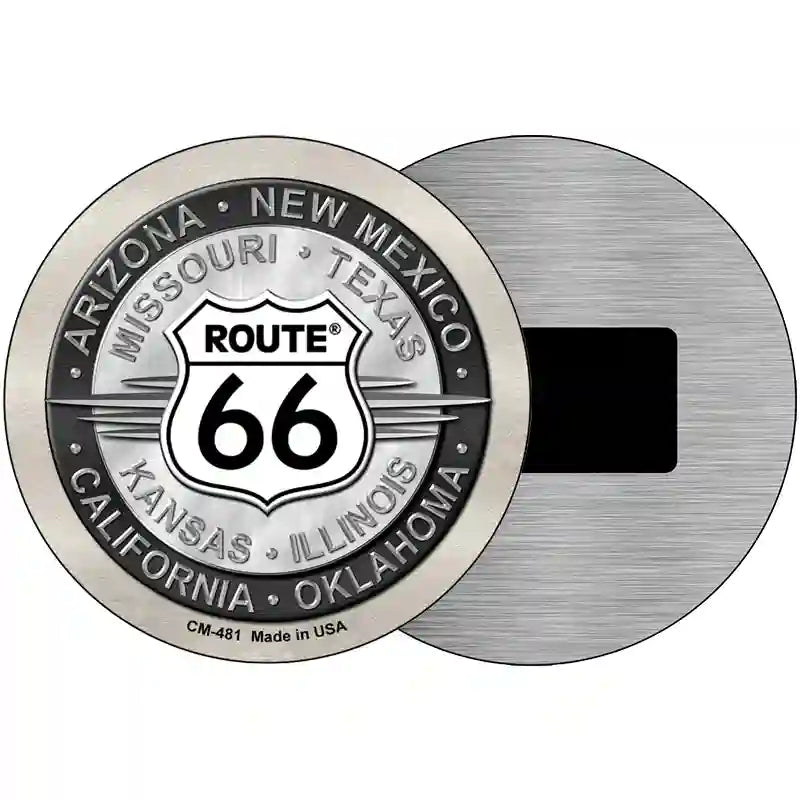 Route 66 States Novelty Metal Circular Sign 3.5" (CM)