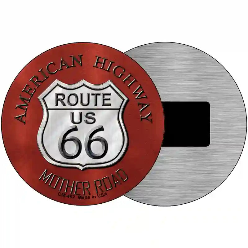 Route 66 American Highway Novelty Metal Circular Sign 3.5" (CM)