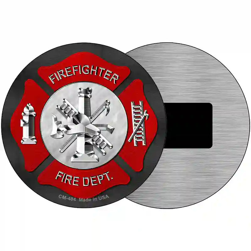 Firefighter Novelty Metal Circular Sign 3.5" (CM)