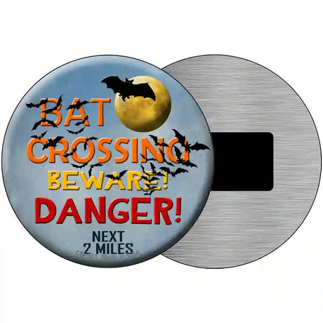 Bat Crossing Novelty Metal Circular Sign 3.5" (CM)