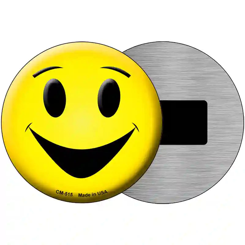 Yellow Smiling Face Novelty Metal Circular Sign 3.5" (CM)