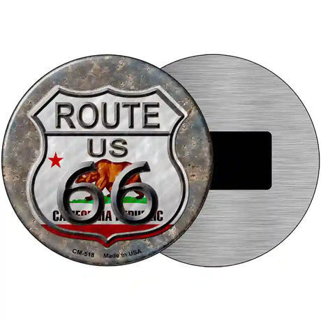 California Route 66 Novelty Metal Circular Sign 3.5" (CM)