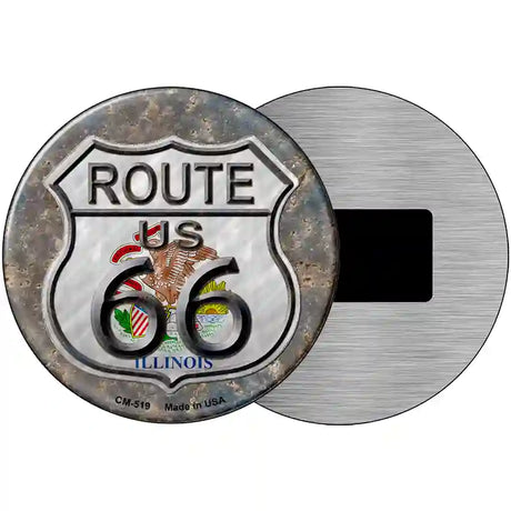 Illinois Route 66 Novelty Metal Circular Sign 3.5" (CM)