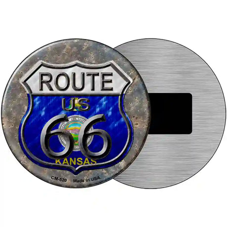 Kansas Route 66 Novelty Metal Circular Sign 3.5" (CM)