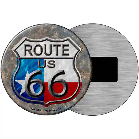 Texas Route 66 Novelty Metal Circular Sign 3.5" (CM)