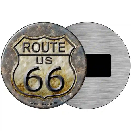 Rusty Route 66 Novelty Metal Circular Sign 3.5" (CM)