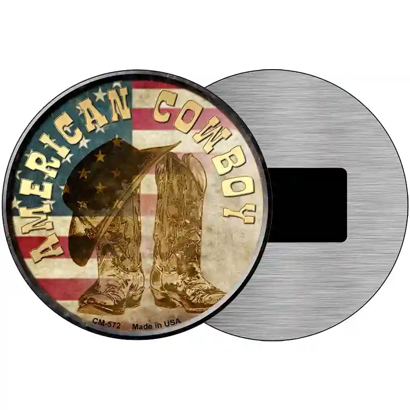 American Cowboy Novelty Metal Circular Sign 3.5" (CM)