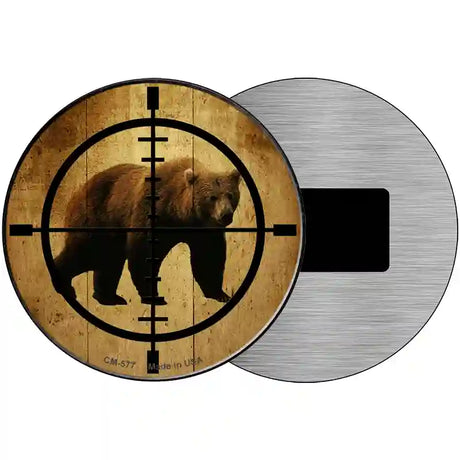 Bear Hunter Novelty Metal Circular Sign 3.5" (CM)