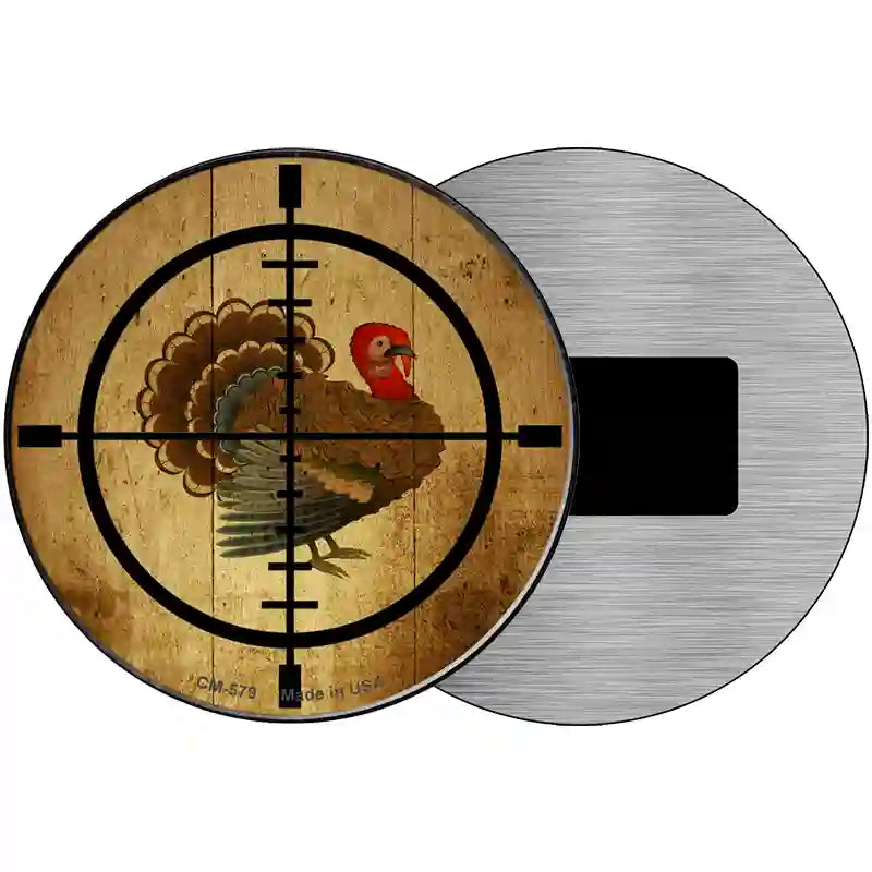 Turkey Hunter Novelty Metal Circular Sign 3.5" (CM)