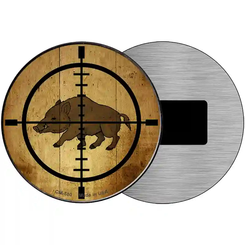 Boar Hunter Novelty Metal Circular Sign 3.5" (CM)