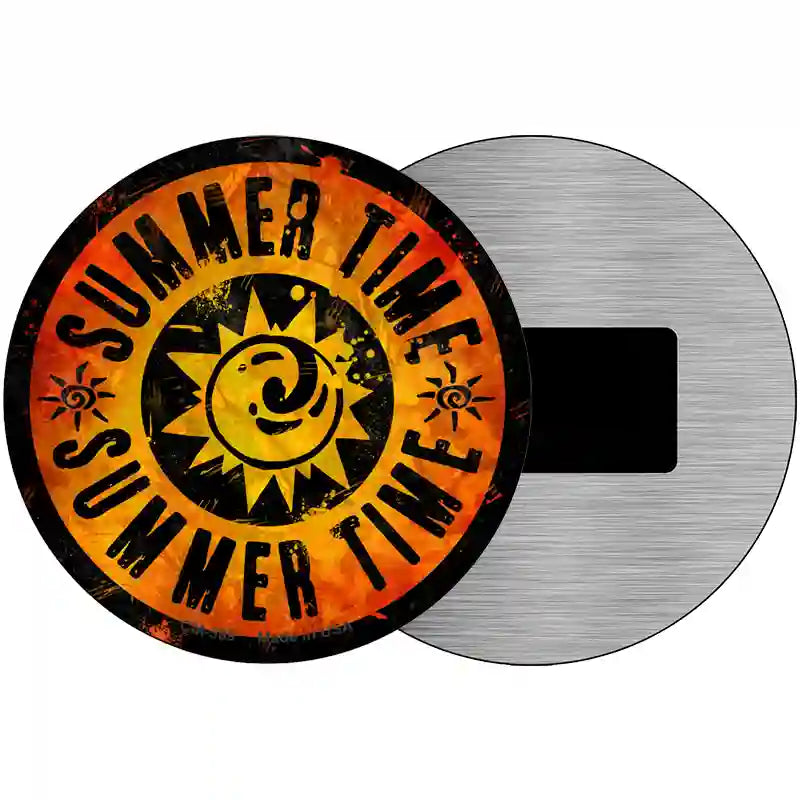 Summer Time Novelty Metal Circular Sign 3.5" (CM)