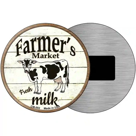 Farmers Market Milk Novelty Metal Circular Sign 3.5" (CM)