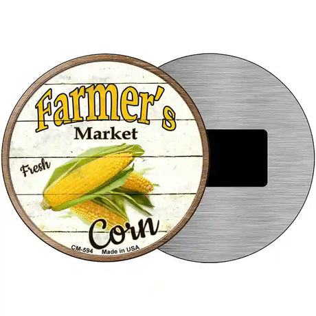 Farmers Market Corn Novelty Metal Circular Sign 3.5" (CM)