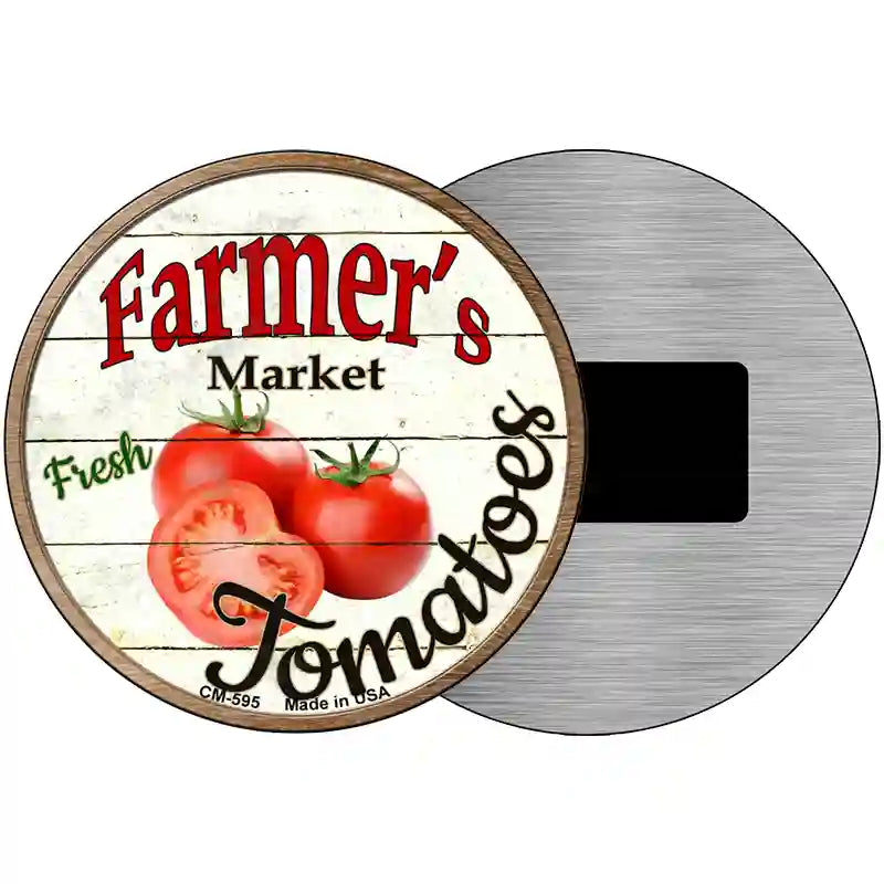 Farmers Market Tomatoes Novelty Metal Circular Sign 3.5" (CM)