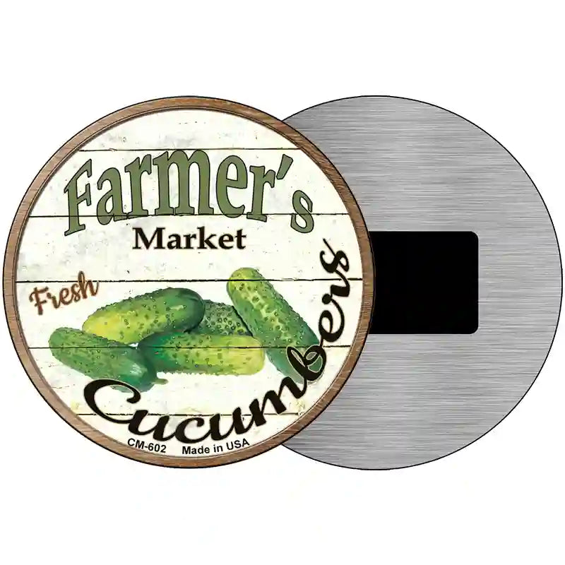 Farmers Market Cucumber Novelty Metal Circular Sign 3.5" (CM)