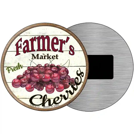 Farmers Market Cherries Novelty Metal Circular Sign 3.5" (CM)