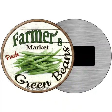 Farmers Market Green Beans Novelty Metal Circular Sign 3.5" (CM)