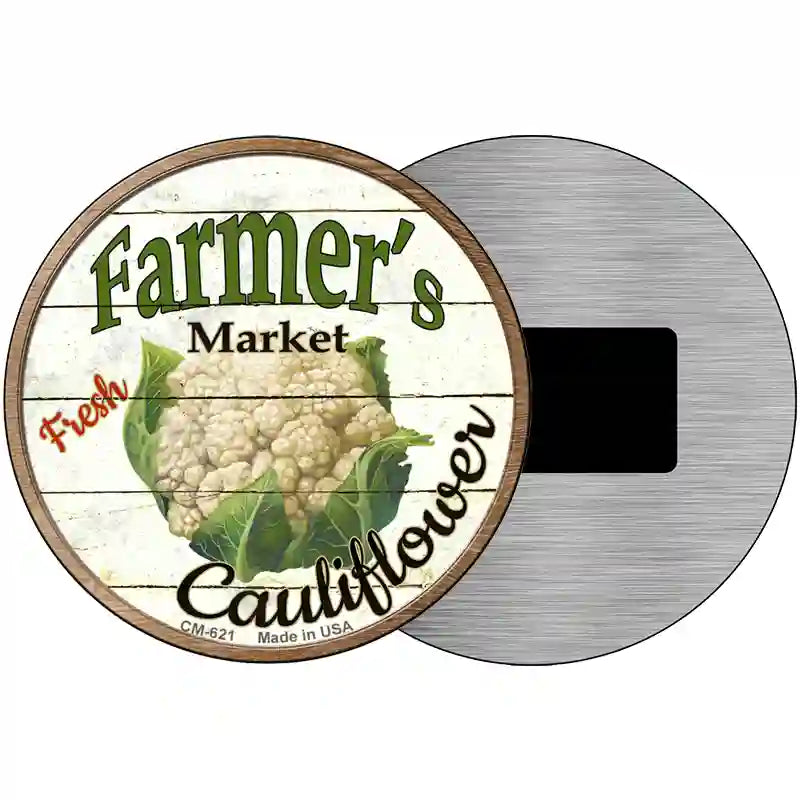 Farmers Market Cauliflower Novelty Metal Circular Sign 3.5" (CM)