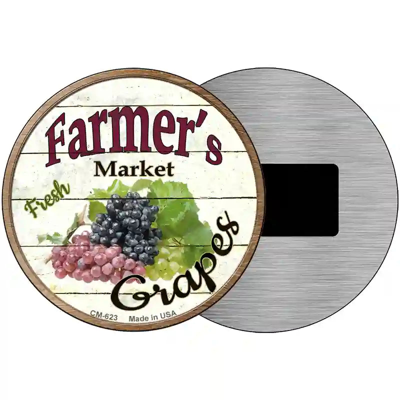 Farmers Market Grapes Novelty Metal Circular Sign 3.5" (CM)