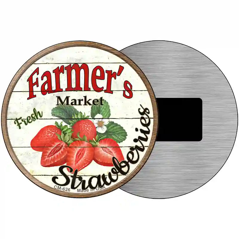 Farmers Market Strawberries Novelty Metal Circular Sign 3.5" (CM)