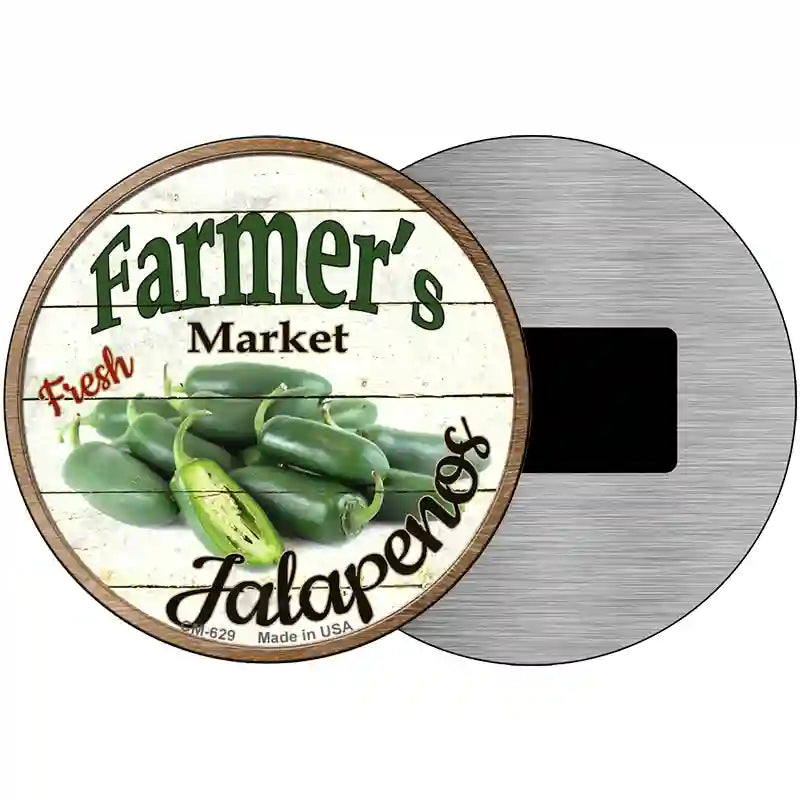 Farmers Market Jalapenos Novelty Metal Circular Sign 3.5" (CM)