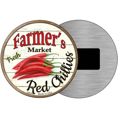 Farmers Market Red Chillies Novelty Metal Circular Sign 3.5" (CM)