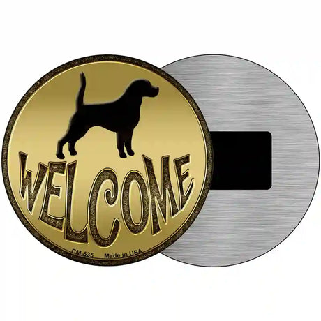 Welcome With Dogs Novelty Metal Circular Sign 3.5" (CM)