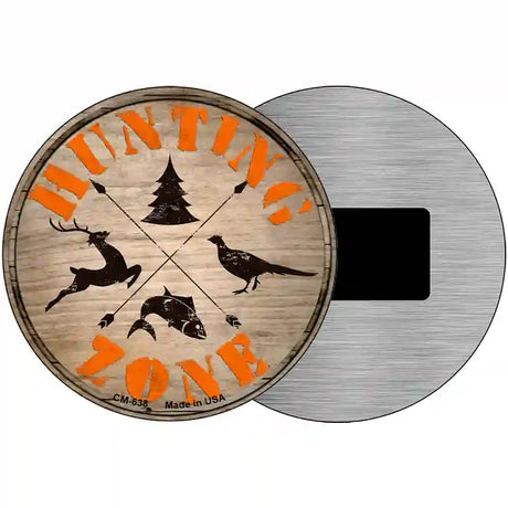 Hunting Zone Novelty Metal Circular Sign 3.5" (CM)