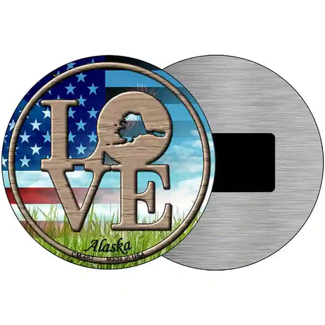 Love Alaska Novelty Metal Circular Sign 3.5" (CM)