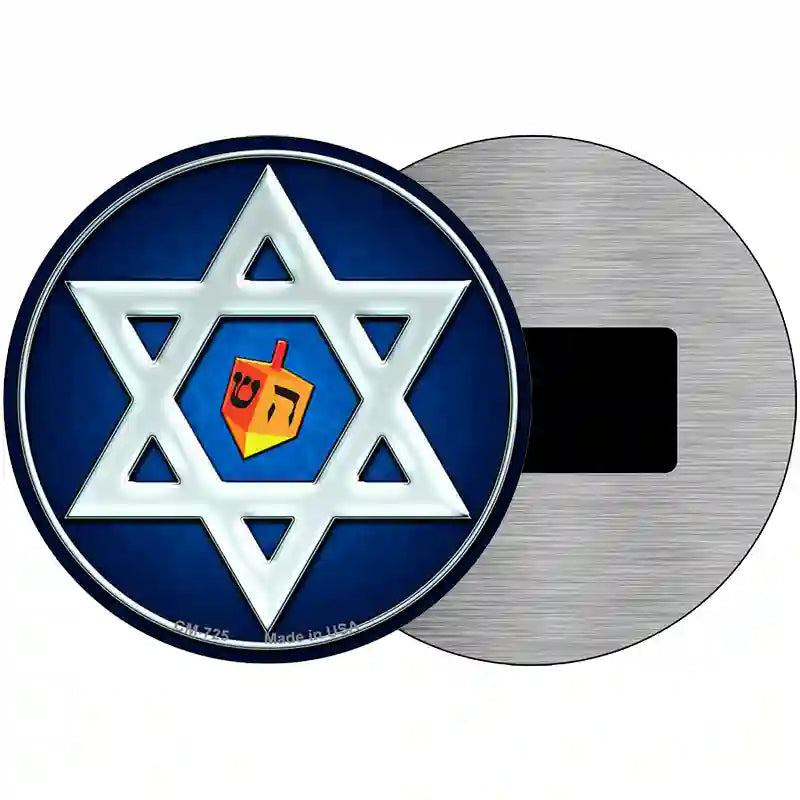 Hanukkah Star And Dreidel Novelty Metal Circular Sign 3.5" (CM)