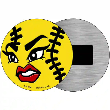 Angry Softball Novelty Metal Circular Sign 3.5" (CM)