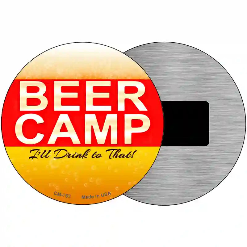 Beer Camp Novelty Metal Circular Sign 3.5" (CM)