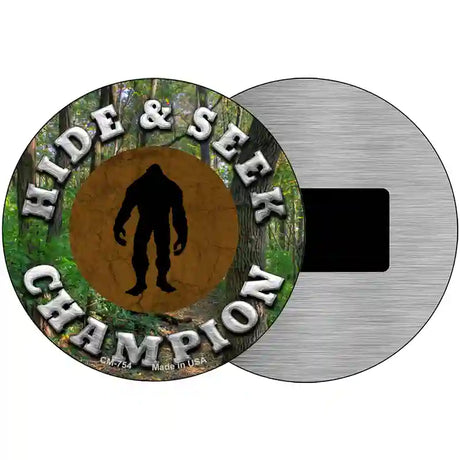 Hide and Seek Champion Bigfoot Novelty Metal Circular Sign 3.5" (CM)