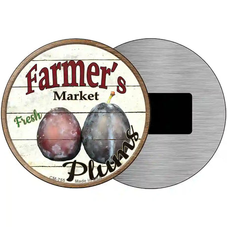 Farmers Market Plum Novelty Metal Circular Sign 3.5" (CM)