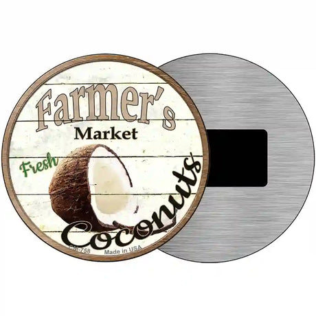 Farmers Market Coconut Novelty Metal Circular Sign 3.5" (CM)