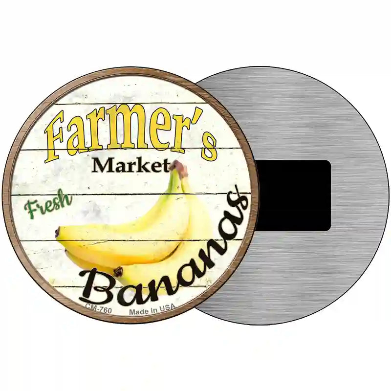 Farmers Market Bananas Novelty Metal Circular Sign 3.5" (CM)