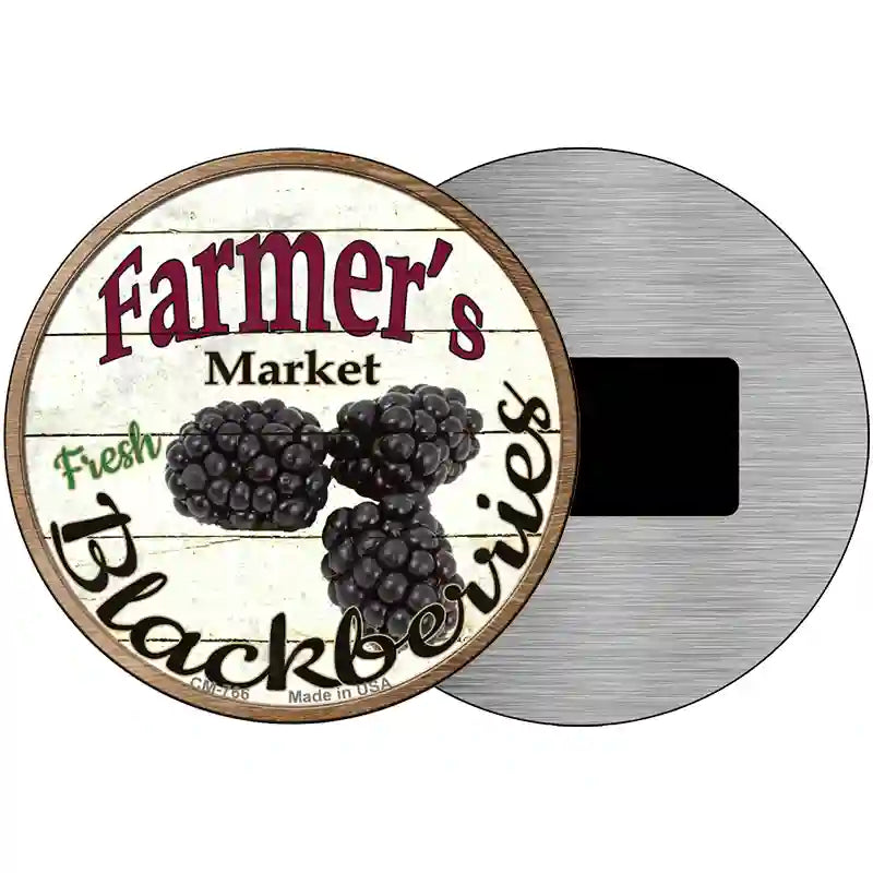 Farmers Market Black Berries Novelty Metal Circular Sign 3.5" (CM)