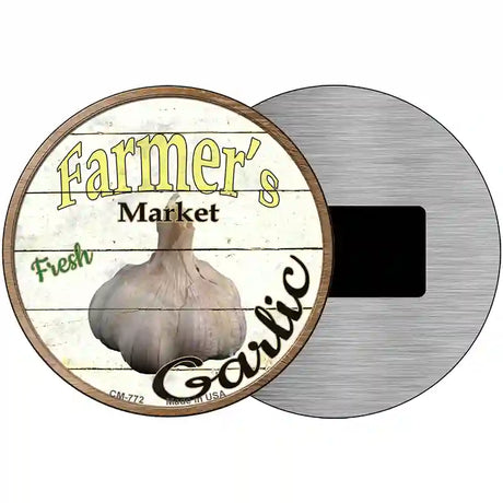 Farmers Market Garlic Novelty Metal Circular Sign 3.5" (CM)