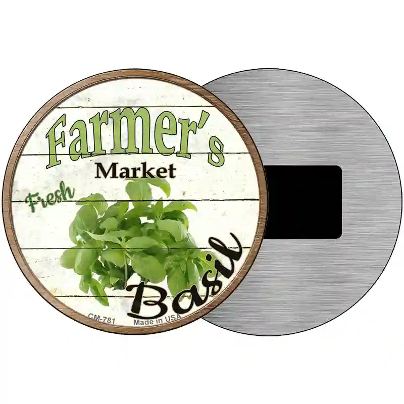 Farmers Market Basil Novelty Metal Circular Sign 3.5" (CM)