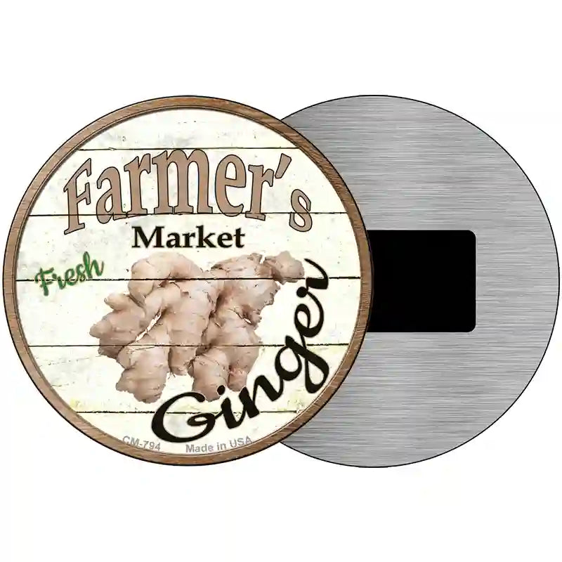 Farmers Market Ginger Novelty Metal Circular Sign 3.5" (CM)