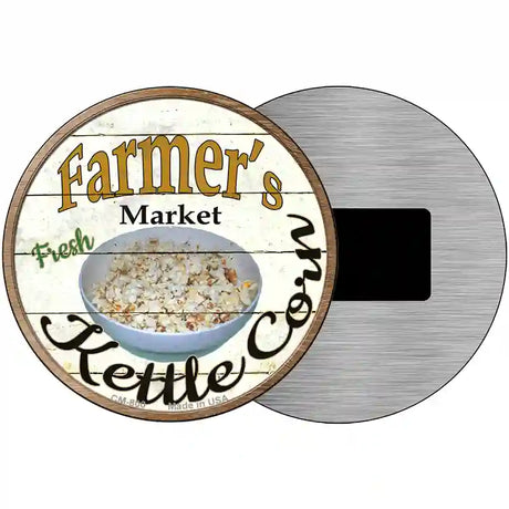 Farmers Market Kettle Corn Novelty Metal Circular Sign 3.5" (CM)