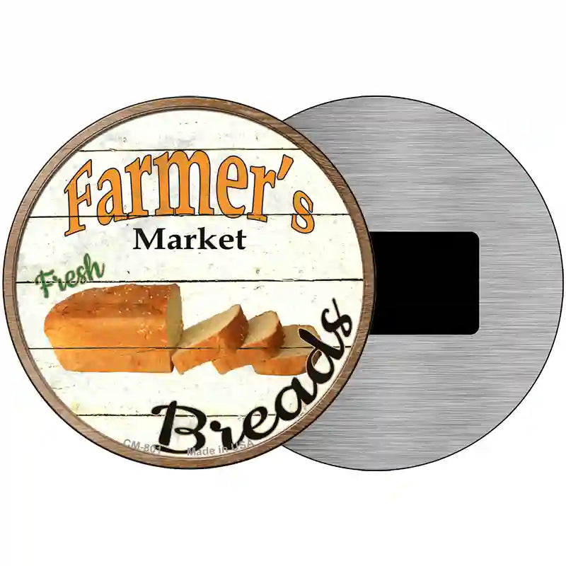 Farmers Market Breads Novelty Metal Circular Sign 3.5" (CM)