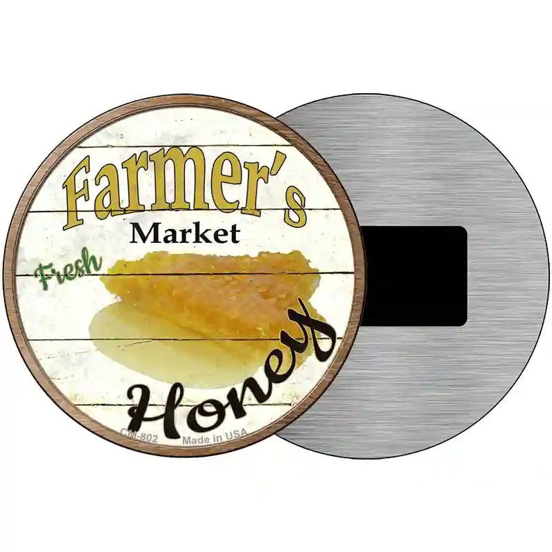 Farmers Market Honey Novelty Metal Circular Sign 3.5" (CM)