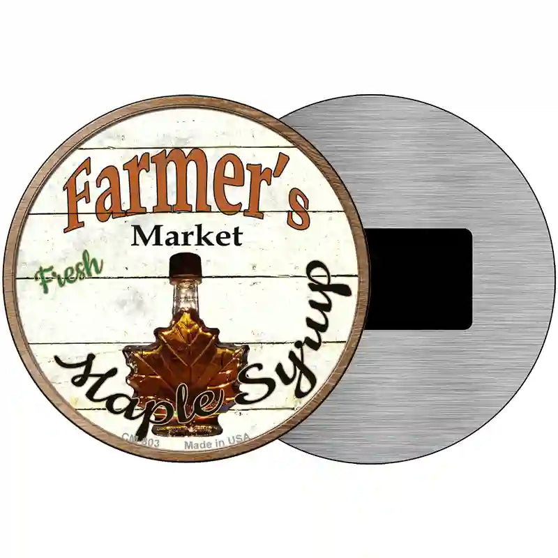 Farmers Market Maple Syrup Novelty Metal Circular Sign 3.5" (CM)