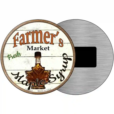 Farmers Market Maple Syrup Novelty Metal Circular Sign 3.5" (CM)